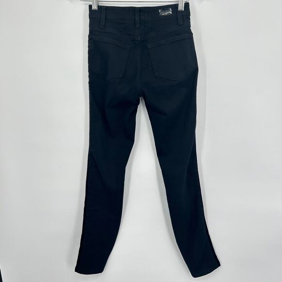 Luxe Velvet Stripe Skinny Stretch PAIGE Jeans Mid Rise Black Women’s Size 25 - Picture 3 of 9